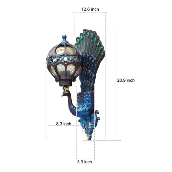 BSLANG8324 Waterproof Retro Peacocks Aluminum European Style Outdoor Wall Light - Image 7