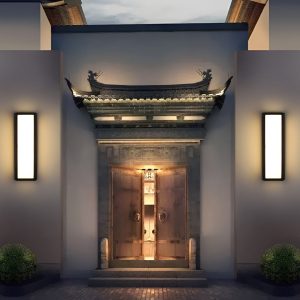 BSLANG8329 Rectangle LED Waterproof Motion Sensor Black Modern Wall Sconce Lighting