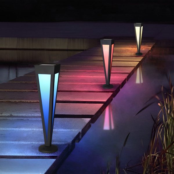 BSLANG8357 Adjustable RGB Solar LED Pathway Light Square Top & Conical Base Outdoor Lawn Lighting - Image 15