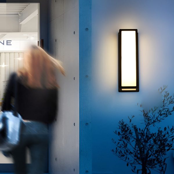 BSLANG8329 Rectangle LED Waterproof Motion Sensor Black Modern Wall Sconce Lighting - Image 2