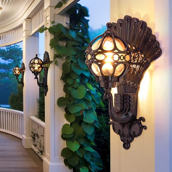 BSLANG8324 Waterproof Retro Peacocks Aluminum European Style Outdoor Wall Light - Image 2