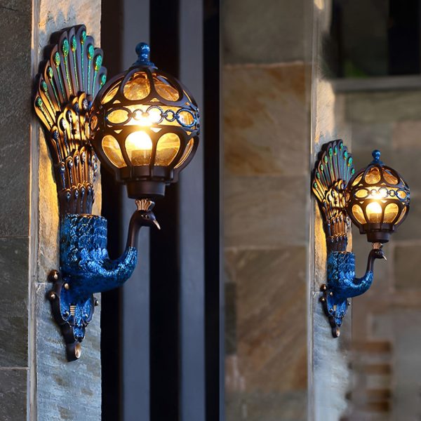 BSLANG8324 Waterproof Retro Peacocks Aluminum European Style Outdoor Wall Light - Image 3