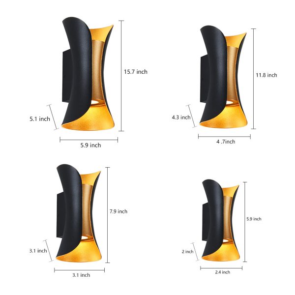 BSLANG8327 Curved LED Up and Down Lighting Waterproof Modern Outdoor Wall Lights - Image 14