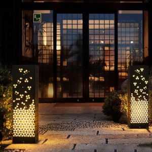 BSLANG8348 Asian Style Perforated Garden Lighting with Decorative Snowflake Design