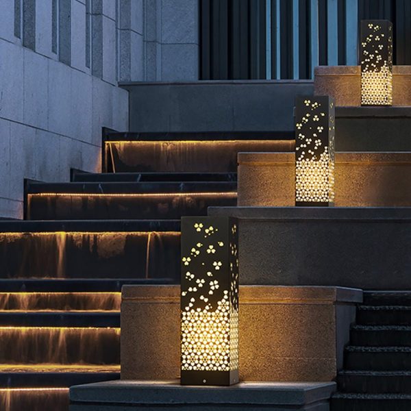 BSLANG8348 Asian Style Perforated Garden Lighting with Decorative Snowflake Design - Image 2