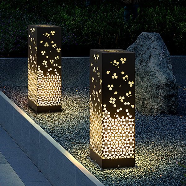 BSLANG8348 Asian Style Perforated Garden Lighting with Decorative Snowflake Design - Image 3