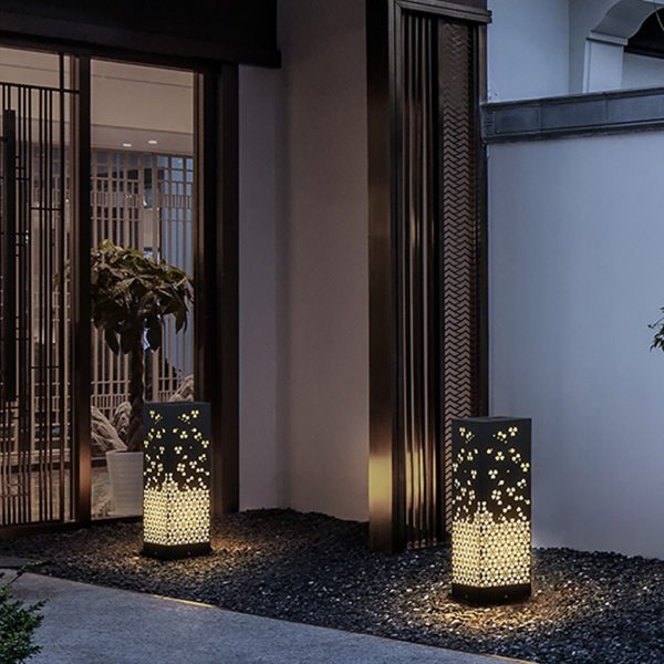 BSLANG8348 Asian Style Perforated Garden Lighting with Decorative Snowflake Design - Image 5