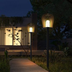 BSLANG8354 Sophisticated Waterproof LED Garden Post Lamp Cage Design Outdoor Lighting