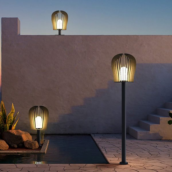 BSLANG8354 Sophisticated Waterproof LED Garden Post Lamp Cage Design Outdoor Lighting - Image 4