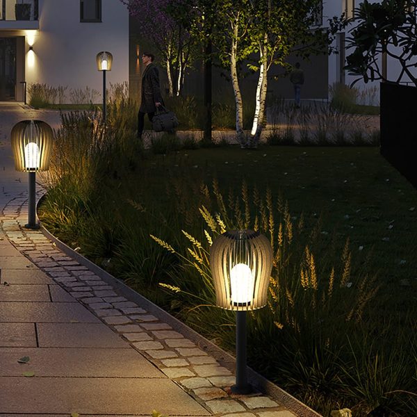 BSLANG8354 Sophisticated Waterproof LED Garden Post Lamp Cage Design Outdoor Lighting - Image 3