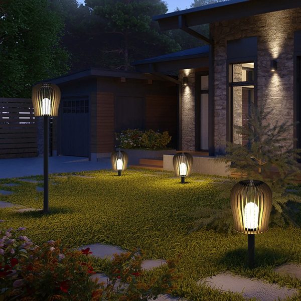 BSLANG8354 Sophisticated Waterproof LED Garden Post Lamp Cage Design Outdoor Lighting - Image 2