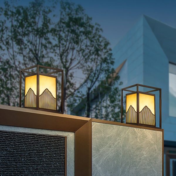 BSLANG8352 Elegant Square Outdoor Garden Light with Mountain Scene Shade - Image 2