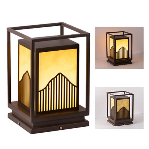 BSLANG8352 Elegant Square Outdoor Garden Light with Mountain Scene Shade - Image 6