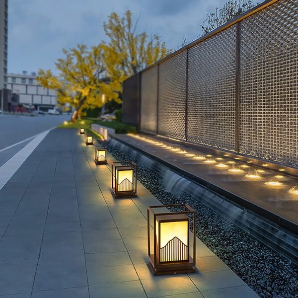 BSLANG8352 Elegant Square Outdoor Garden Light with Mountain Scene Shade - Image 5