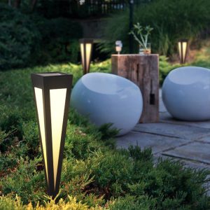BSLANG8357 Adjustable RGB Solar LED Pathway Light Square Top & Conical Base Outdoor Lawn Lighting