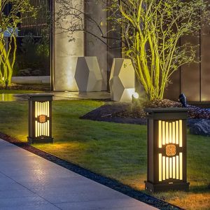 BSLANG8353 Traditional LED Post Light Retro Black Waterproof Outdoor Garden Lighting