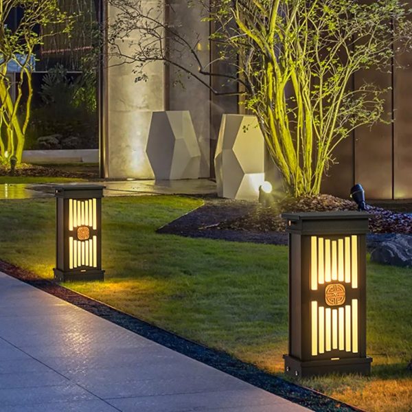 BSLANG8353 Traditional LED Post Light Retro Black Waterproof Outdoor Garden Lighting