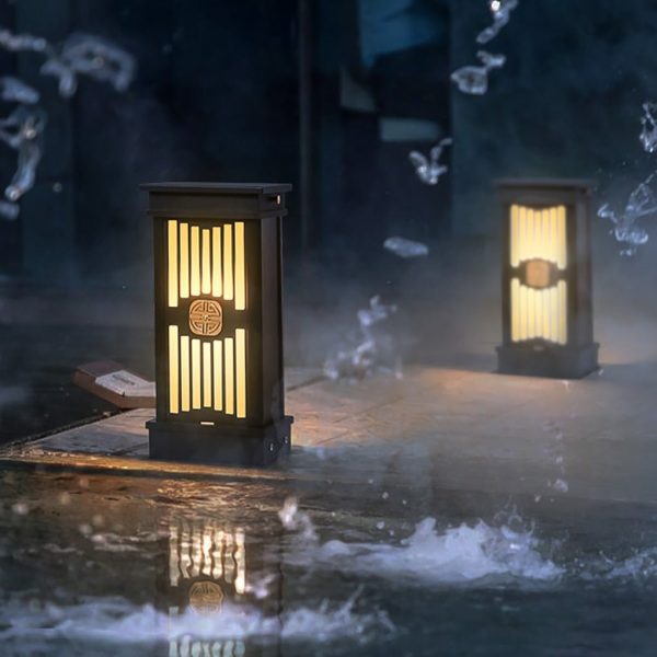 BSLANG8353 Traditional LED Post Light Retro Black Waterproof Outdoor Garden Lighting - Image 5
